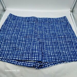 Tommy Hilfiger Women's Size 16 Blue White Gingham Check Shorts Cotton Casual